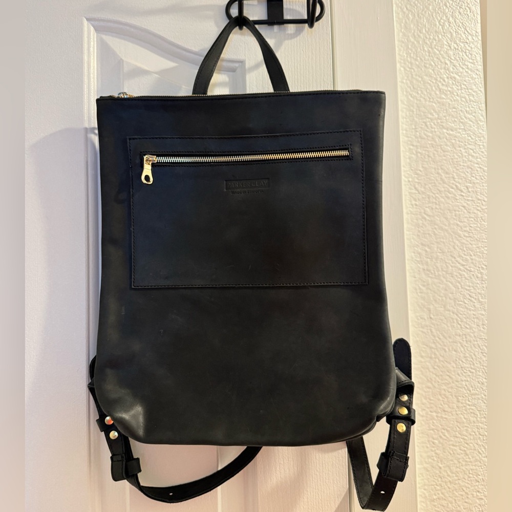 Parker Clay Miramar Black Leather Backpack